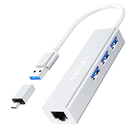 USB to Ethernet Adapter, 3 USB 3.0 Ports with RJ45 Gigabit Ethernet Adapter, USB 3.0 Hub and 1000Mbps Network Adapter Support Windows, Chromebook, Mac, Linux (USB C Adapter Included)