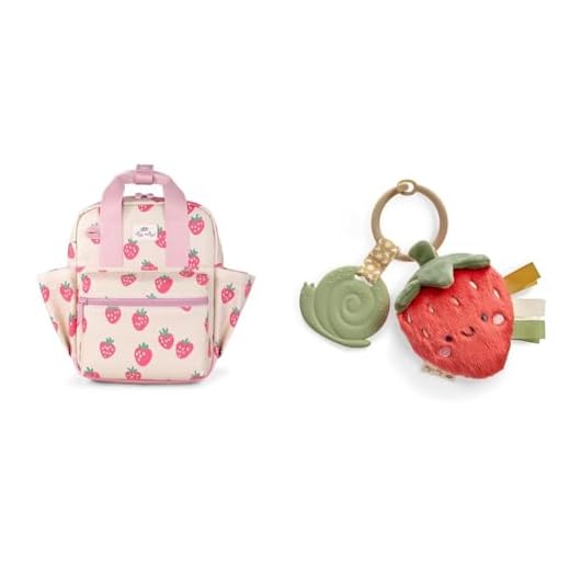 Itzy Ritzy Toddler Backpack with Adjustable Straps, 2 Side Pockets & Spacious Interior plus Itzy Pal Infant Toy & Teether with Lovey, Crinkle Sound & Silicone Teether