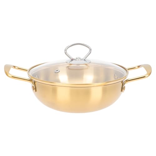 Happyyami Koreanischer Nudel Pot Golden Ramen Ramyun Pot Edelstahl Nudeln Topf Golden Ramen Kochtopf mit Griff Und Deckel für Küchenkochgeschirr 18Cm