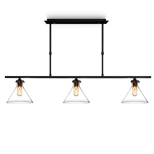 Lustre en verre vintage 3 lumières pour éclairer un comptoir de bar sombre