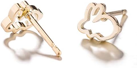 Stainless Steel Small Rabbit Stud Earrings for Women Tiny Dainty Animal Earrings Polished Christmas Birthday Easter Jewelry Gifts - Image 3