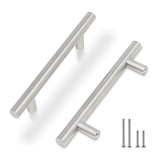 Pomos de acero inoxidable para puerta de armario, tiradores de armario, barra de tirador de armario, estilo europeo, barra en T, tiradores de gabinete de cocina, pomos de un solo agujero
