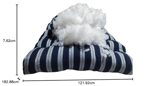 Image of NEXTGO Mattress Double Bed Size 4 X 6 Feet | Soft White Cotton Fibre Foldable Floor Mattress with 1 Filled Pillow | Guest, Travel, Bachelor, PG, Hostel Use Tufted Ruyi Gaddi | Blue White Lining