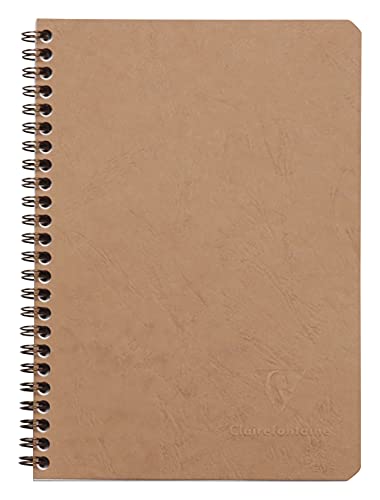 Clairefontaine 78536C Collection Age Bag Un Cahier à Spirale Tabac - A5 14,8x21 cm - 100 Pages Lignées - Papier Blanc 90 g - Couverture Carte Lustrée Grain Cuir