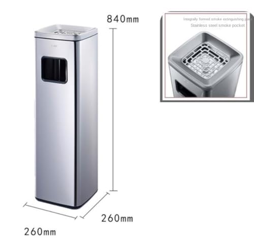 Outdoor Stainless Steel Trash Can & Ashtray, Vertical Metal Design, Floor Standing Garbage Bin for Patios, Gardens & Parks - Durable Brown Outdoor Waste Container