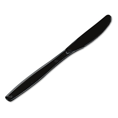 Dixie KH517 Black Heavy-Weight Plastic Knife, 1000/Case, Pack of 3 Cases, Total 3000 Knifes