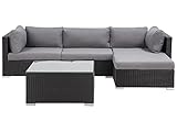 Beliani Exklusives Gartenmöbel 4er Set aus Rattan schwarz Sano II