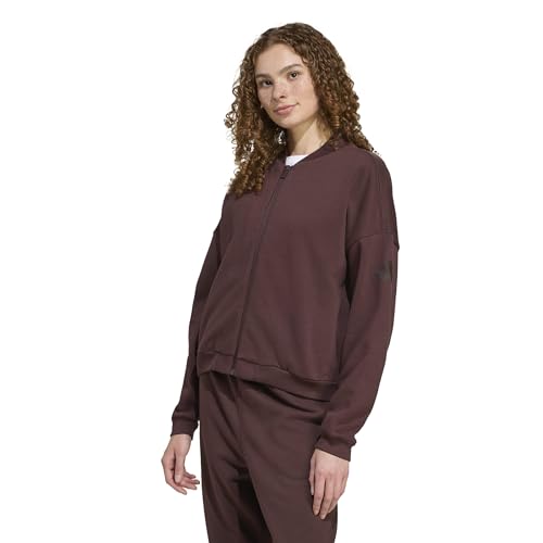 adidas Women's SL+ Fleece Bomber Track Top, Shadow Brown, Small by adidas - Used condition - US$33.74