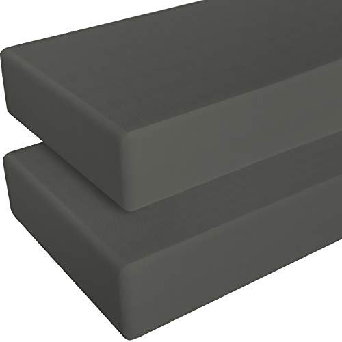 Image of NTBAY 2 Pack 100% Brushed Microfiber Fitted Crib Sheet, Super Soft and Cozy 28x52 Crib Sheet for Standard Crib and Toddler Mattresses, Boys, Girls, Unisex, Dark Grey, 28x52 Inches