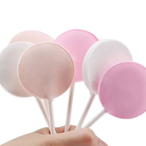 [New Version] C-Co 8-Capacity Jumbo Round Silicone Lollipop Molds, Chocolate Hard Candy Mold With Sucker Sticks For Baking (Pink, 1Pcs) #TOP5