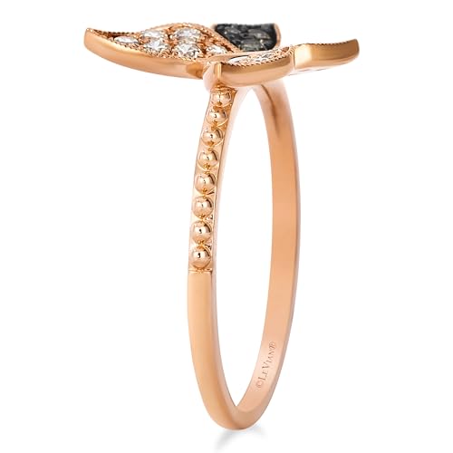Le Vian 1/3 Carat White and Chocolate Diamond Ring for Women | 14k Rose Gold Pave Statement Ring for Her Elegant Butterfly Shaped (White/Brown 0.29 cttw) Promise Wedding Anniversary Band Size 5 to 8.53