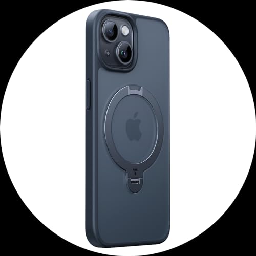 TORRAS Upgraded 360°Spin Magnetic Stand for iPhone 15 Case/iPhone 14 Case, Fit for MagSafe with Stand & Ring Holder, 12FT Mil-Grade Protection Translucent Slim Phone Case for iPhone 15 Ostand, Black - image 8