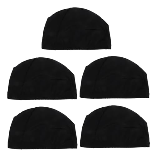 WOONEKY 5 Piezas Gorros Natación Elásticos Unisex Tejido Transpirable Resistente Agua Protección Cabello y Cabelludo para Pelo y Corto Cómodo para Piscina y Baño