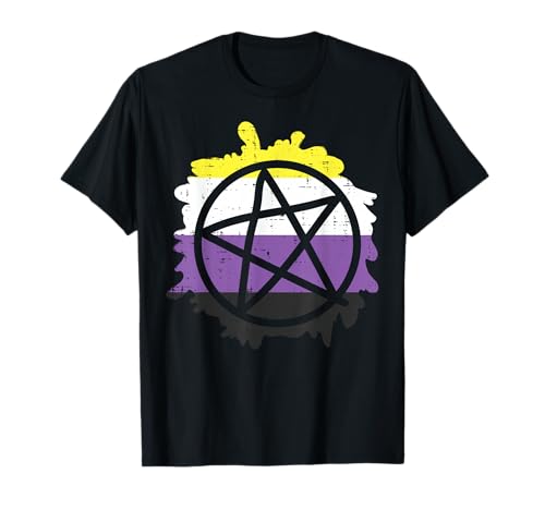 Pentagram Satanic Goth LGBTQ Non-Binary Flag Genderqueer T-Shirt