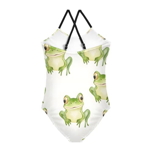 Girl's One Piece Swimsuit Frog Watercolor White Beach Bathing Swimwear2