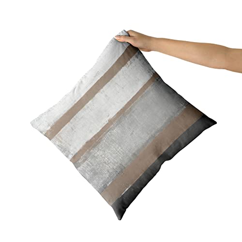 Grey Brown Pillow Covers 20X20 Set Of 2 Light Brown Gray Modern Abstract Art Striped Decorative Throw Pillows Farmhouse Pillowcase Cotton Square Cushion Cover For Home Couch Bed #TOP2