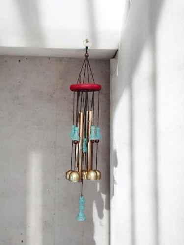 Royal Chess Theme Wind Chime | King & Rook Hanging Decoration with 5 Pawn Figures | Creative Chess Lover Gift, Indoor Outdoor Home Decor Accessory