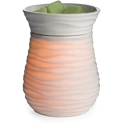 Candle Warmers Etc. Illumination Fragrance Warmer (White Harmony) – Porcelain Bulb Warmer for Warming Scented Candle Wax Melts and Tarts – Freshen Rooms with Flame-Free Fragrance Cover