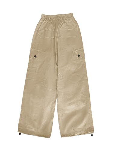 Image of Girls Versatile Casual Solid Cargo Jogger Pants Flap Pockets 6-12 Years