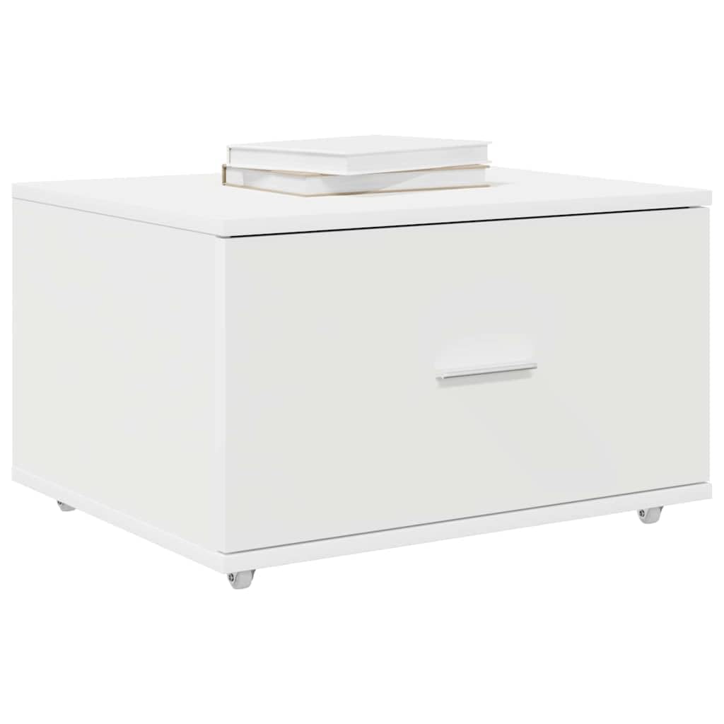 vidaXL Drawer Cabinet with Wheel White 55 x 45 x 31 cm, Rectangular, Modern Drawer Cabinet, Ample Storage Solution for Home, Organized Indoor Space, Functional Furniture, Minimalist