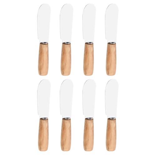 8 piezas Espátulas para Untar Mantequilla de Acero Inoxidable con Mango de Madera Ergonómico Espátulas para Hornear Aptas para Postres Quesos y Cremas Hogar y Restaurantes