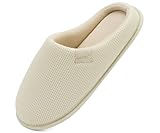 ONCAI Slippers Women Cushion Memory Foam Slipper for Woman 2026 Soft Home Cotton Warm Comfortable Winter Ladies Slide Slipper Slip On Home Bedroom Best House Shoes Indoor Outdoor Off White Size 7 US
