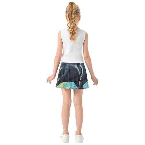 Joisal Athletic Shorts Girls Skorts Colorful Black Horse Print Tennis Skirts Kids Blue Pink Teen Skirt 3t4