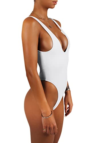sofsy One Piece Swimsuit for Women Bathing Suit High Cut Low Back Sexy Swimwear Retro Backless 80s 90s3