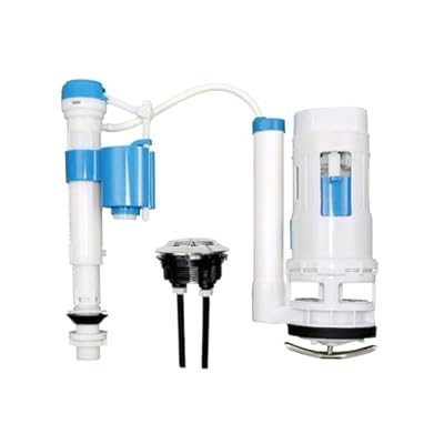 Ulinlo Pouly 2-Inch Dual Flush Valve Replacement Kit For One Piece Toilet: Include 8" Height Flush Valve, 2.2" Threaded Button, 7/8 Fill Valve. Fits Tanks 10"-13" tall, Drain Holes 2.44"- 2.83"