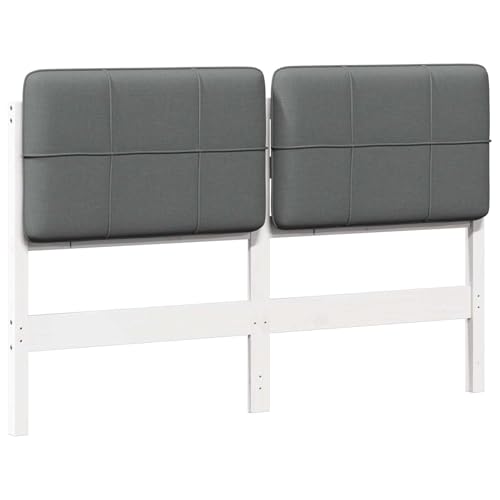 vidaXL Cabecero tapizado y Gris Claro 150 cm Madera de Pino Macizo, Cabecera Rectangular tapizada Elegante, Piezas duraderas de Cama, Accesorio Moderno para tu hogar