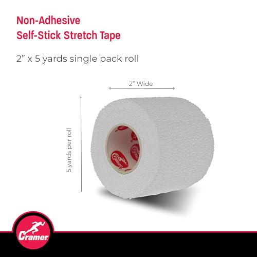 Image of Cramer Eco-Flex Self-Stick Stretch Tape, Cohesive Tape, Flexible Elastic Sports Tape, Athletic Training Room Supplies, Easy Tear & Self-Adherent Bandage Wrap, Single 5 Yard Roll, White