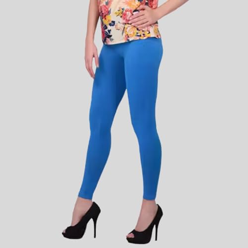 Image of Women's Cotton Skinny Leggings with Ankle Length Solid Pattern Mid Rise and Elastic Closure | Cotton Skinny Leggings for Womens