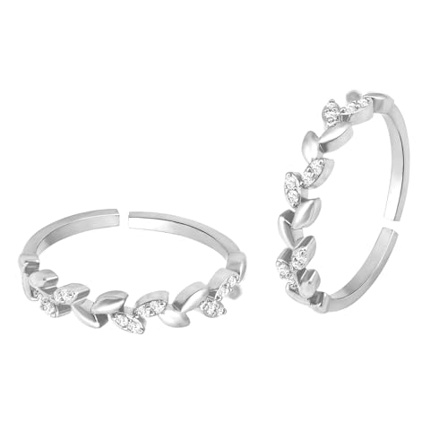 Image of Peora Cubic Zirconia Studded Adjustable Toe Ring Bichiya Stylish Fancy Daily Regular Jewellery for Women