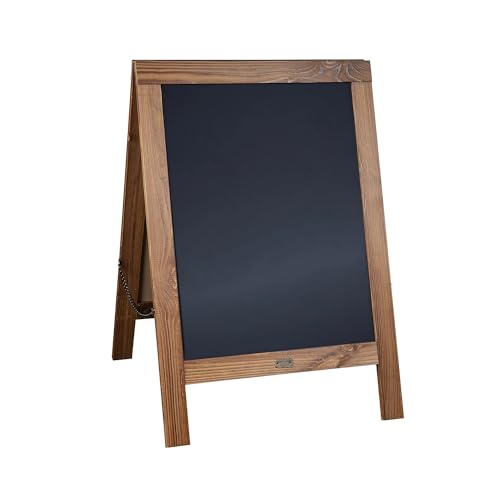 Tableau noir magnetique double face avec cadre bois marron torche