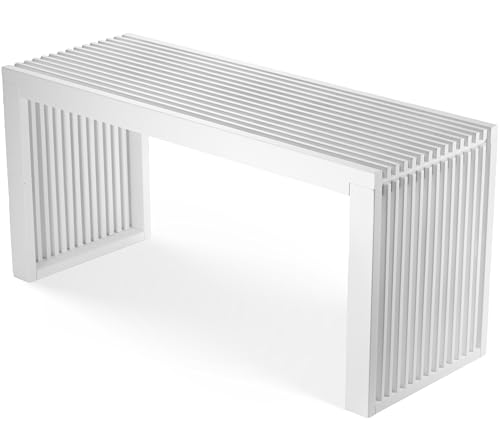 BAM BOO BOX Sitzbank aus Bambus Weiß – stabile Holzbank ohne Lehne für...