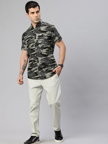 Image of Majestic Man Men Comfort Slim Fit Checked Pure Cotton Half Sleeve Casual Shirt
