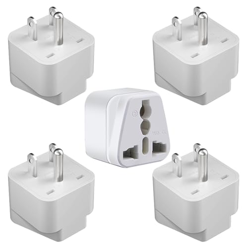 TEWOXIN 5PCS UK/AU to USA 5-15P Travel Adapter Plug,White