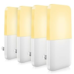 MAZ-TEK Plug in Night Light, Warm White LED Nightlights with Smart Dusk to Dawn Sensor for Kids, Nursery, Ideal for Bedroom, Bathroom,Hallway, Stairs, Kitchen, 4 Pack