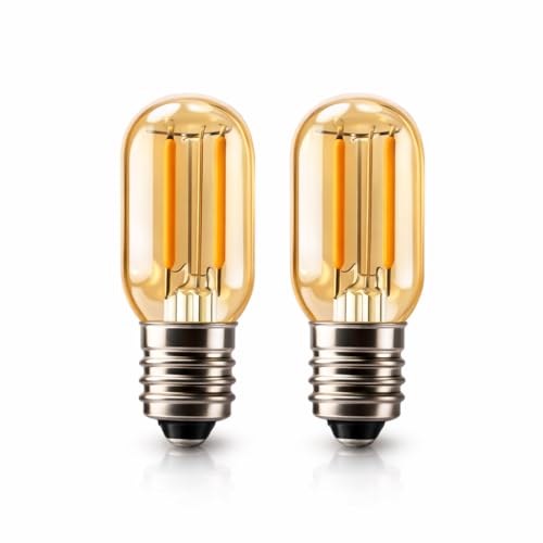 HARRFUNN E14 1W Night Light Bulb, Amber Glass Vintage Small SES Replacement, 80 Lumens, Warm White 2200K-2700K, for Night Lamps Salt Lamps Turkish Lamps (Warm-Amber-T22-2200K)