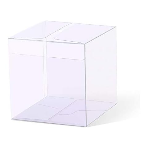 YOZATIA 50PCS Candy Apple Box with Hole Top, PET Clear Box 4 x 4 x 4 inch, Clear Gift Boxes for Caramel Apples, Ornaments, Treats, Party Favors Cover