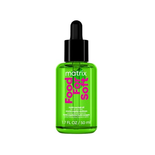 Matrix, Olio Multi-Uso Idratante per Capelli Secchi, Termoprotettore, Chioma Effetto Seta, Con Olio di Avocado e Acido Ialuronico, Food For Soft, 50 ml