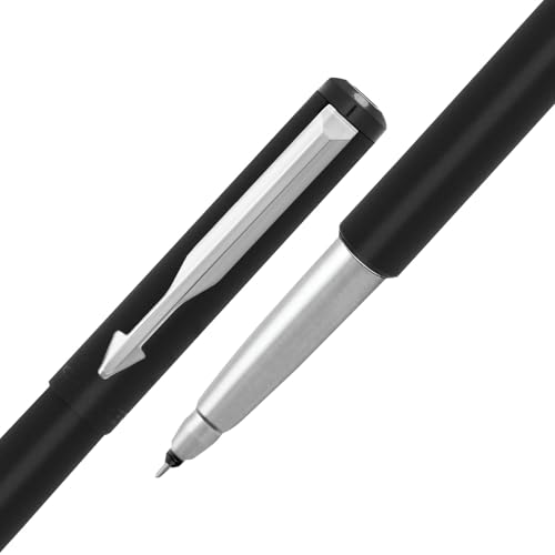 Image of Parker Vector Matte Black Chrome Trim| Roller Ball Pen| Ink Color : Blue | Corporate Gift | Elite Pen for Professionals