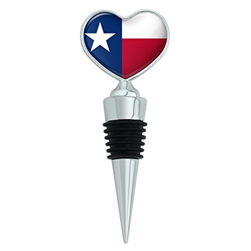 Texas State Flag Heart Love Wine Bottle Stopper