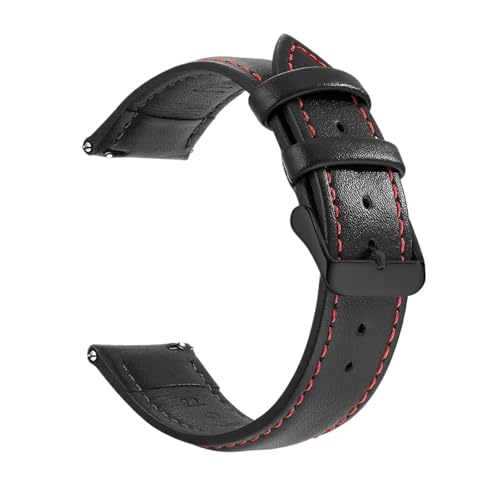[KKTHRFFKK] Genuine Leather Watch Band Quick Release 18mm/20mm/22mm Straps For Men And Women Watchband(Black Red Black,22mm)