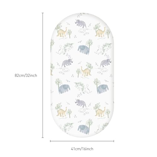 Gllquen Baby Bassinet Sheets Set 2-Pack, Breathable Cozy Bassinet Fitted Sheet Universal Fit Standard Mattress Oval Rectangle Cradle Baby Sheets for Baby Boy Girls Unisex 32\"x16\"(Elephant)