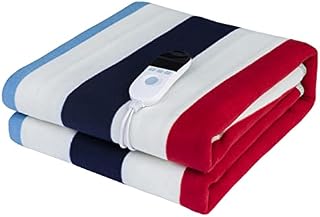 ACCIEEY Single/Double Fitted Electric Blanket,Soft Underblanket with 9 Comfort settings,Waterproof Single/Dual Control,Timing Function,UK Plug,Stripe Pattern Heating Sheet for Home stripe 150cm x 80c