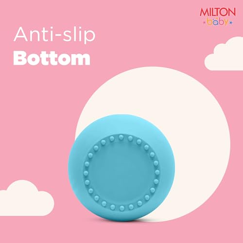 Image of MILTON baby Silicone Tumbler with Spoon I Baby & Toddler Training Cup & Spoon I BPA Free- 100% Food Grade I Weighted Base to Prevent Tip-Overs I Anti Slip Bottom I Gentle on Tender Gums I Light Blue