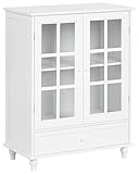 Beliani Vitrina mediterránea salón Dormitorio aparador 2 Puertas con cajón Tablero MDF Blanco Carlet