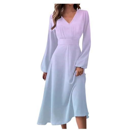 Summer Dresses for Women 2024, Today Deals Prime Casual Spring Dresses Trendy Mini Break Casual Fashion V-Neck Long Sleeve Gradient Red Dress Maxi Dress(F1-Light Purple,M)