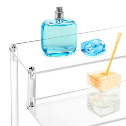 Miniatura 3 de Qwork 5 Niveles Soporte De Exhibición De Acrílico, 4 Mm De Grosor, 32x30x25cm - Vitrina Expositora Transparente Para Figuras Pop Magdalenas Perfumes